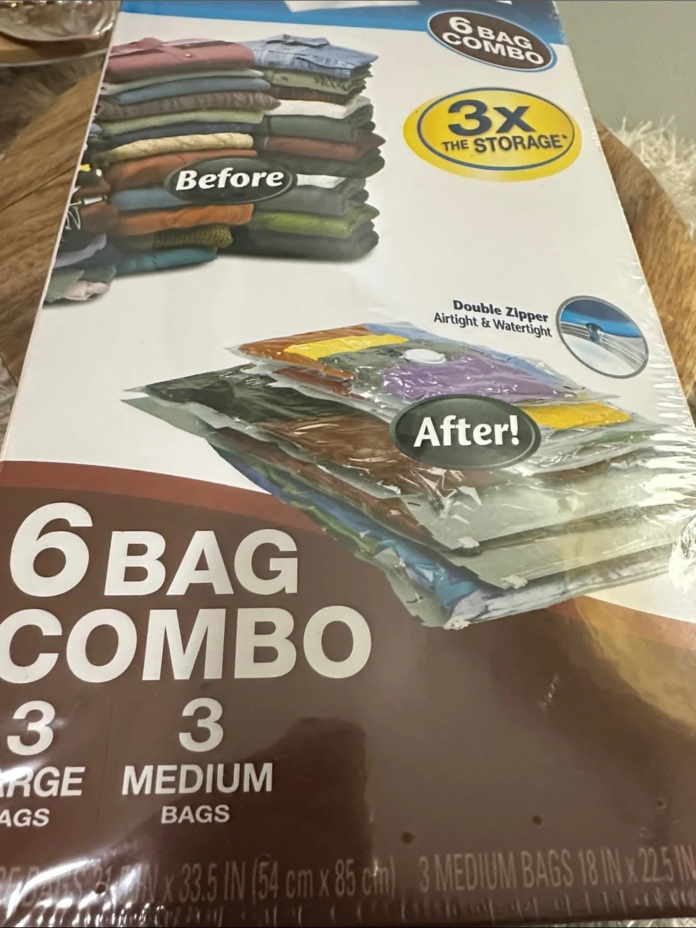 Ziploc Space Bag 6-Bag Combo 3 Large 3 Medium Vacuum Storage Bags New Sealed